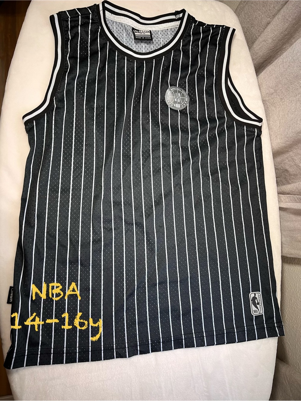 NBA Black and White Pinstripe Sleeveless Jersey